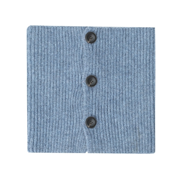 Detachable Khaki Short Knitted Scarf With Button