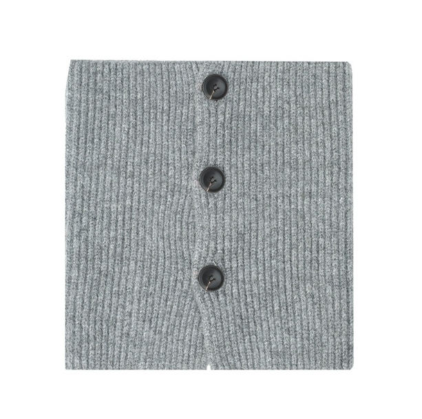 Detachable Khaki Short Knitted Scarf With Button