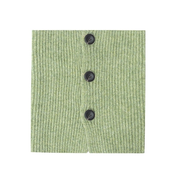 Detachable Khaki Short Knitted Scarf With Button