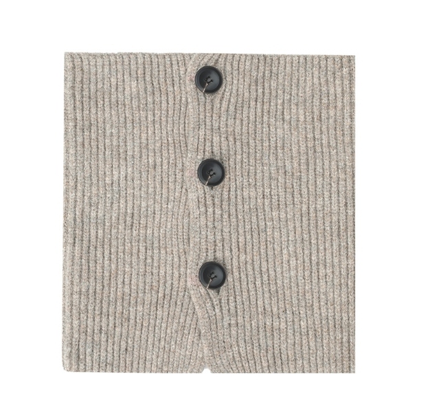 Detachable Khaki Short Knitted Scarf With Button