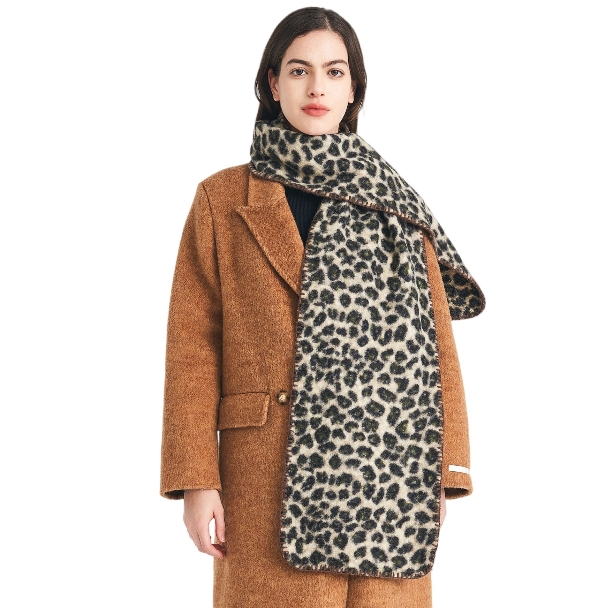 Manufacturer Womens Winter Brown Leopard Print Scarf