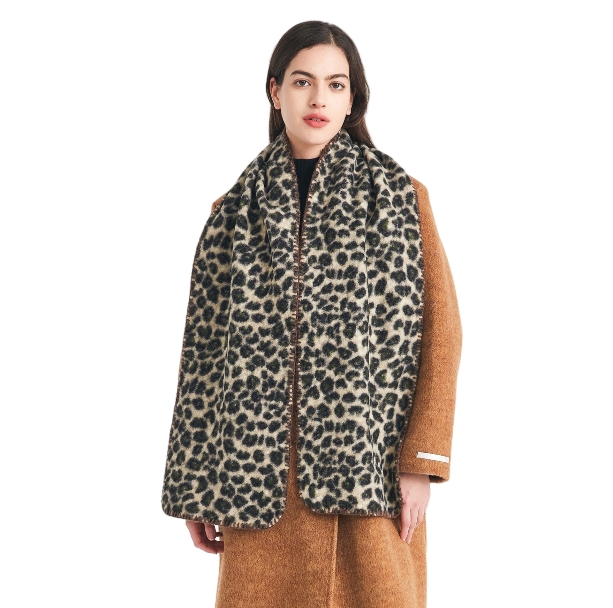 Manufacturer Womens Winter Brown Leopard Print Scarf