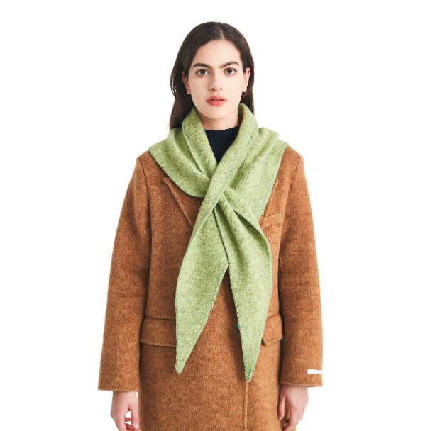 Luxury Knit Matcha Green Wool Triangle Scarf