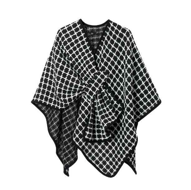 Custom Designer Black and White Plaid Shawl