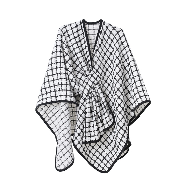 Custom Designer Black and White Plaid Shawl