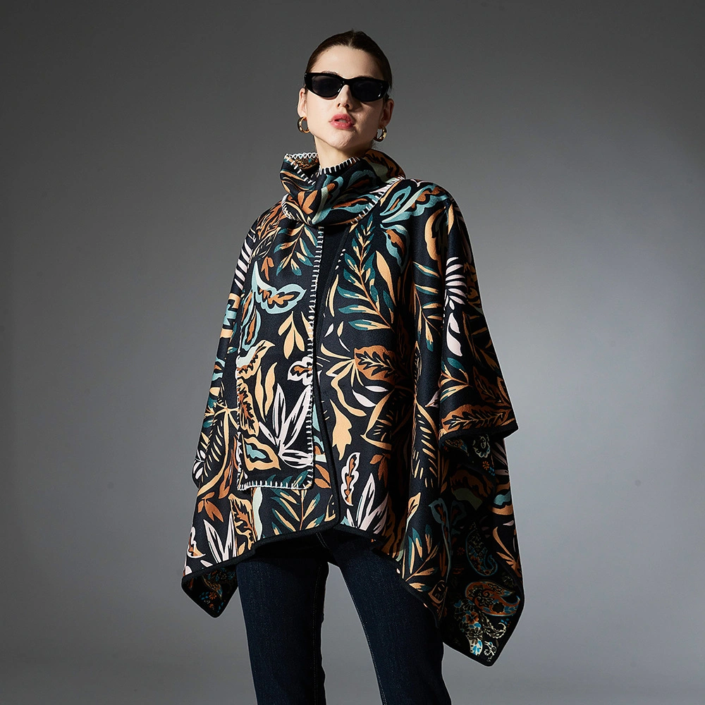 Paisley＆Leaf Reversible Shawl Dual Use Scarf