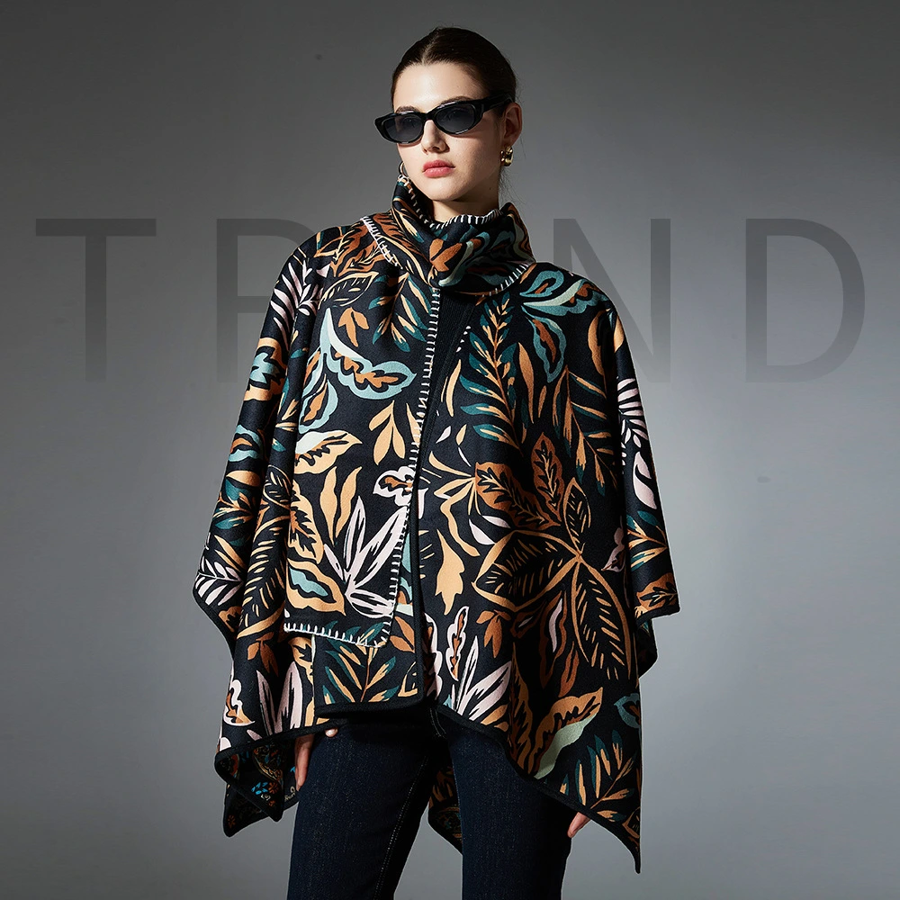 Paisley＆Leaf Reversible Shawl Dual Use Scarf