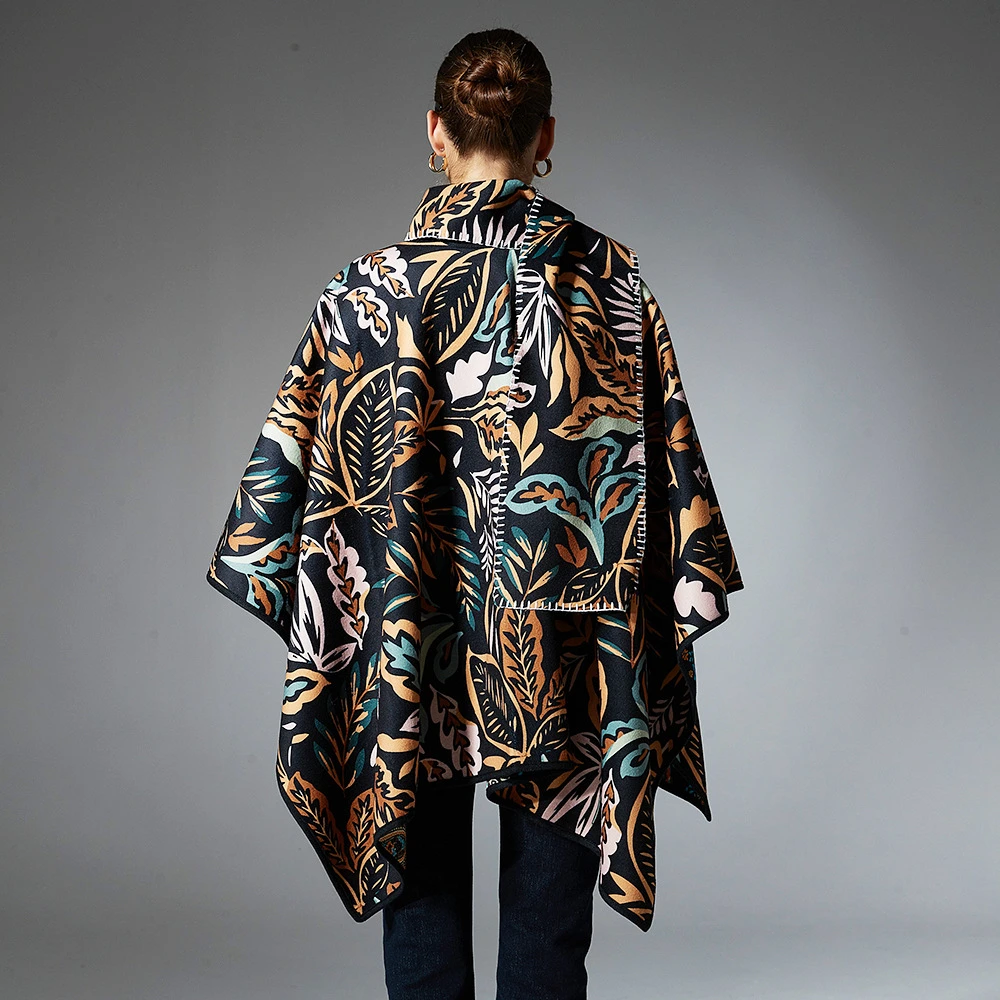 Paisley＆Leaf Reversible Shawl Dual Use Scarf