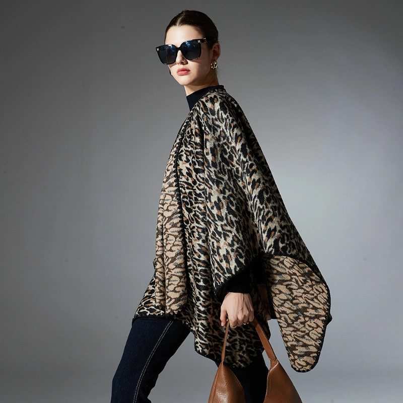 Custom Vintage Leopard Print Shawl For Lady