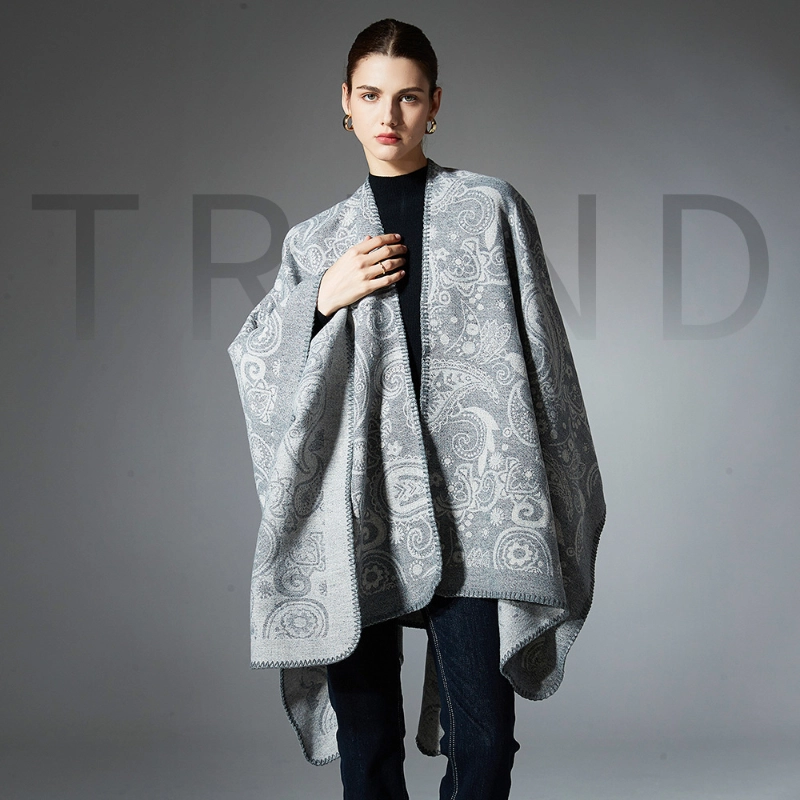 Custom Fall Lady Jacquard Paisley Wool Shawl
