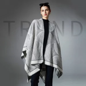 Women's Warm Soft Geometry Shawl