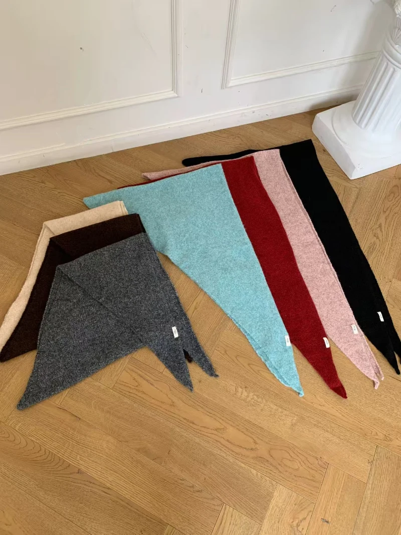 Wholesale Multicolored Knit Wool Large Triangle Scarf
