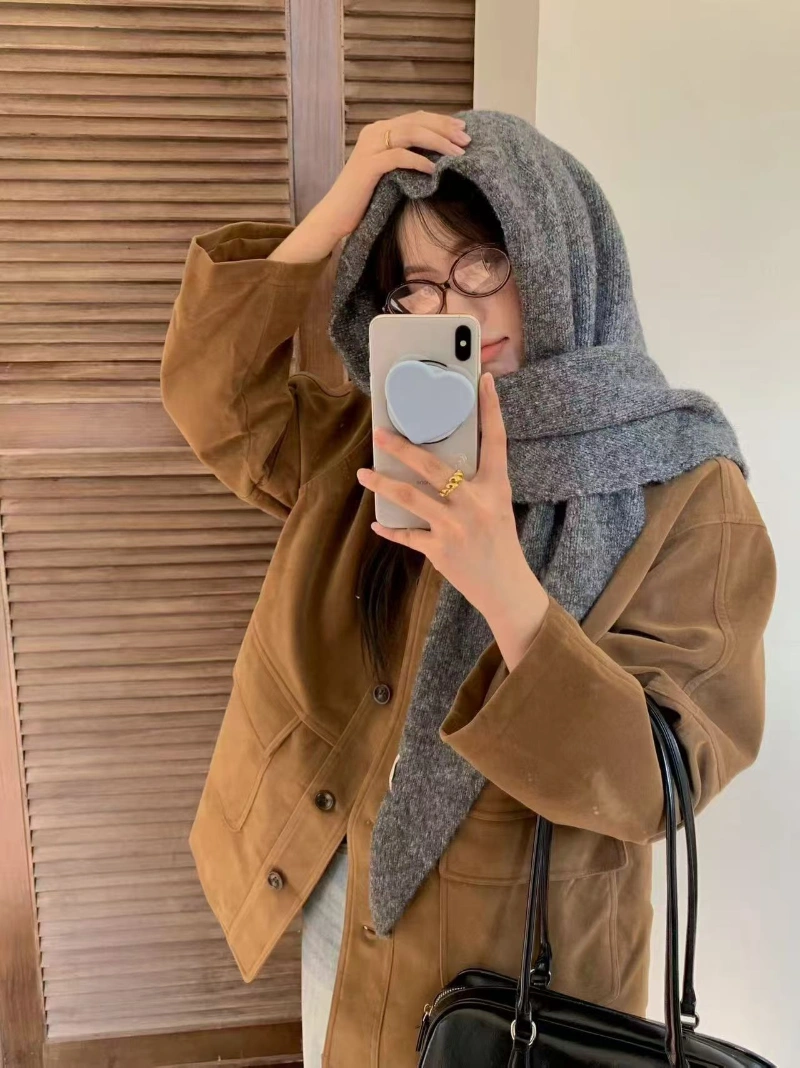 Wholesale Multicolored Knit Wool Large Triangle Scarf