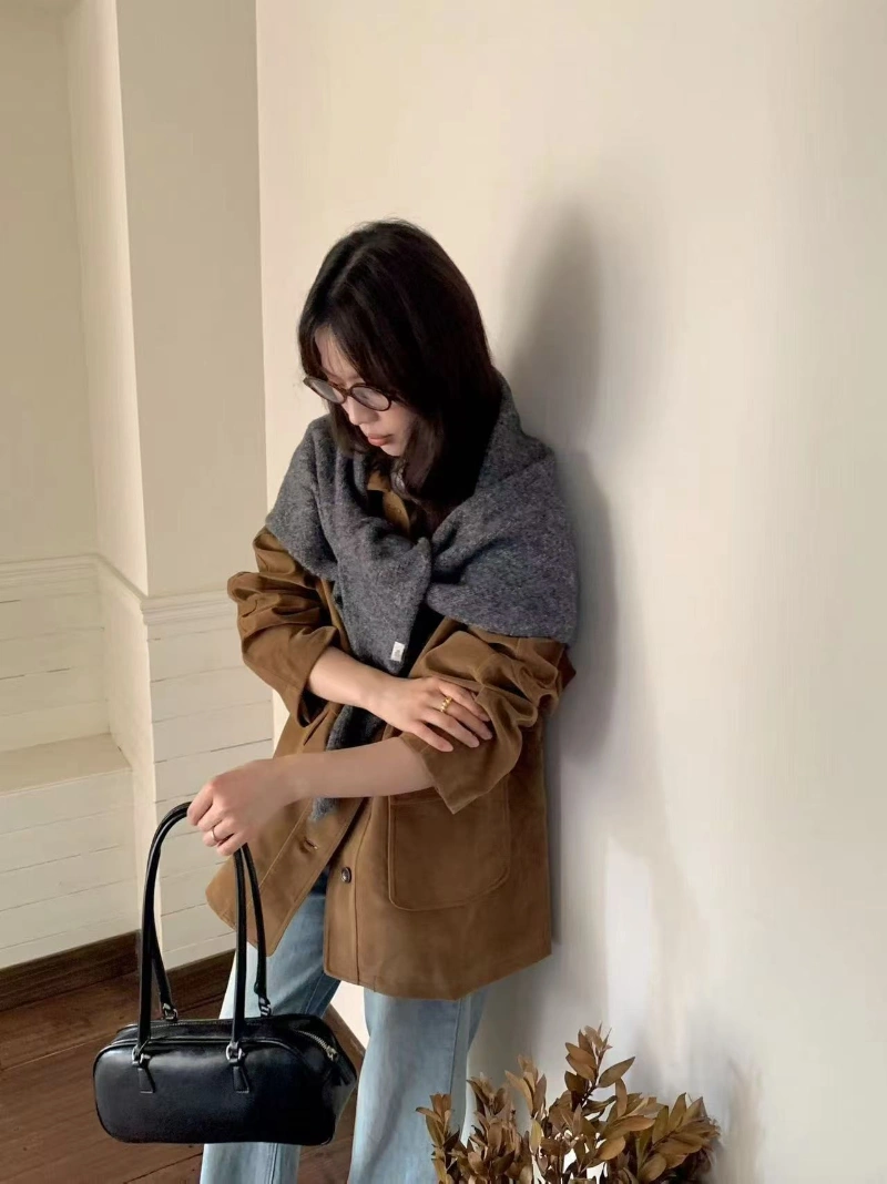 Wholesale Multicolored Knit Wool Large Triangle Scarf
