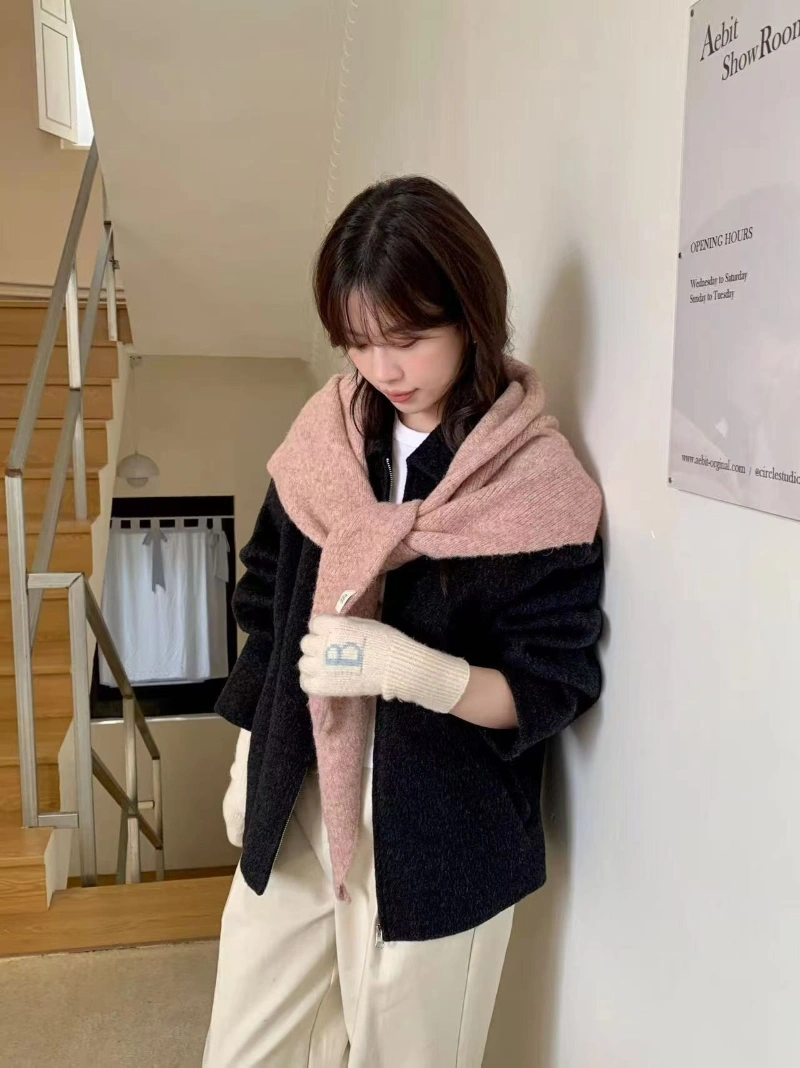 Wholesale Multicolored Knit Wool Large Triangle Scarf