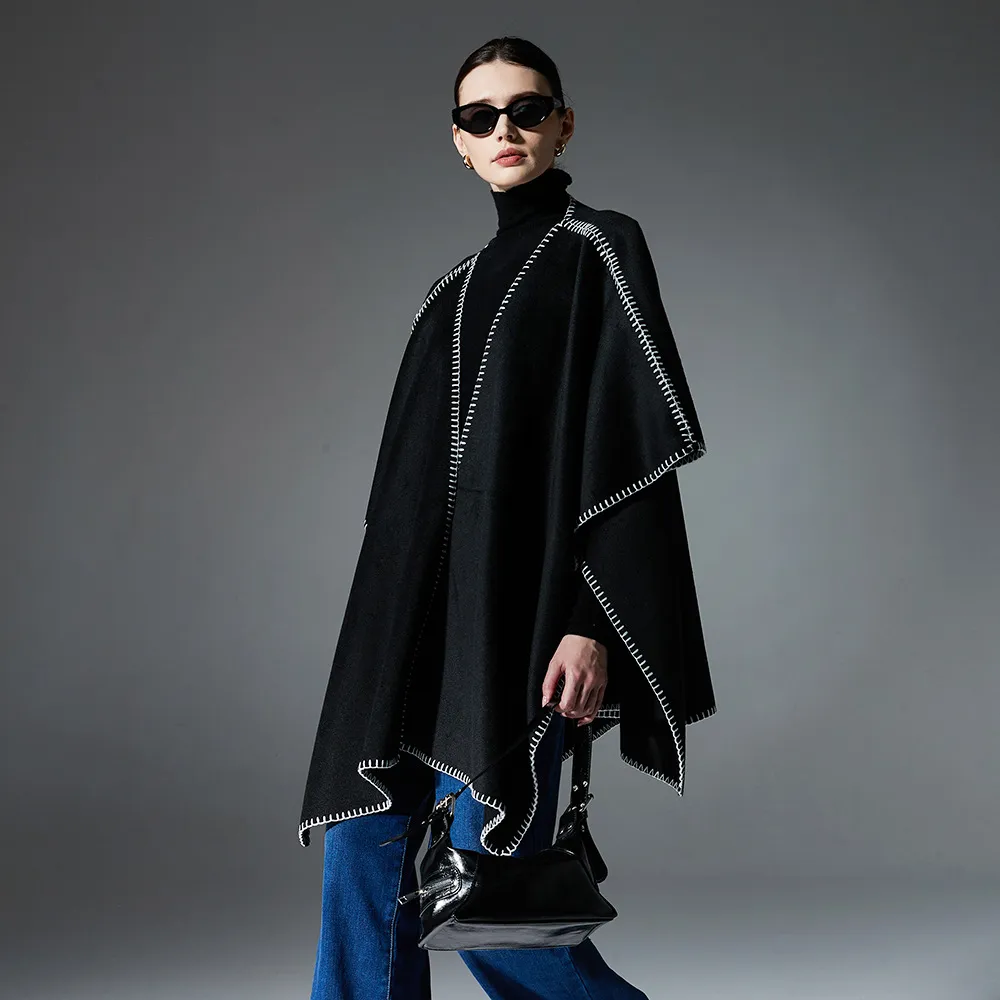 Custom Chic Lock-edge Double-sided Plain Color Shawl