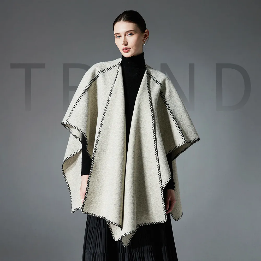 Custom Chic Lock-edge Double-sided Plain Color Shawl