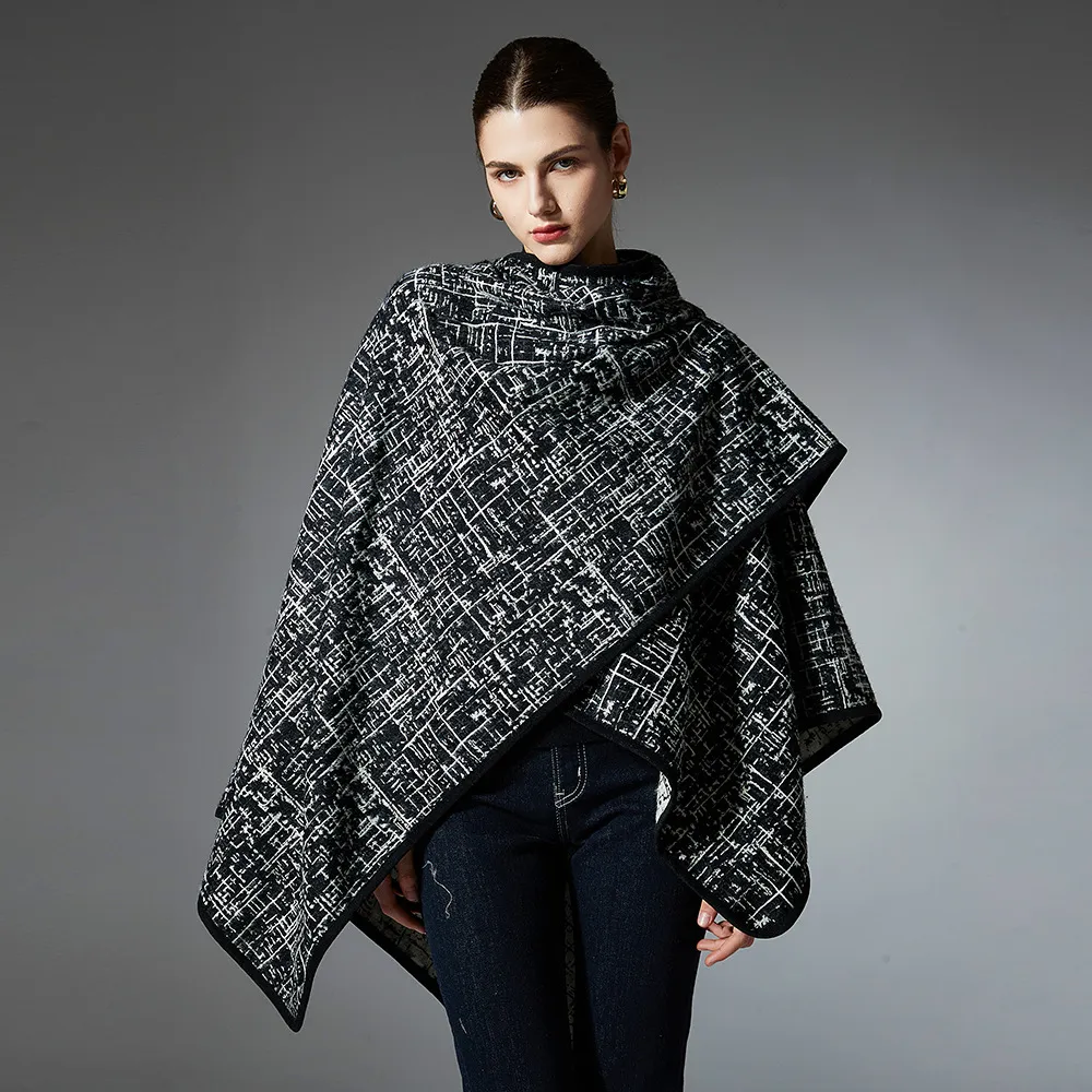 Custom Cross Front Stripe Jacquard Shawl