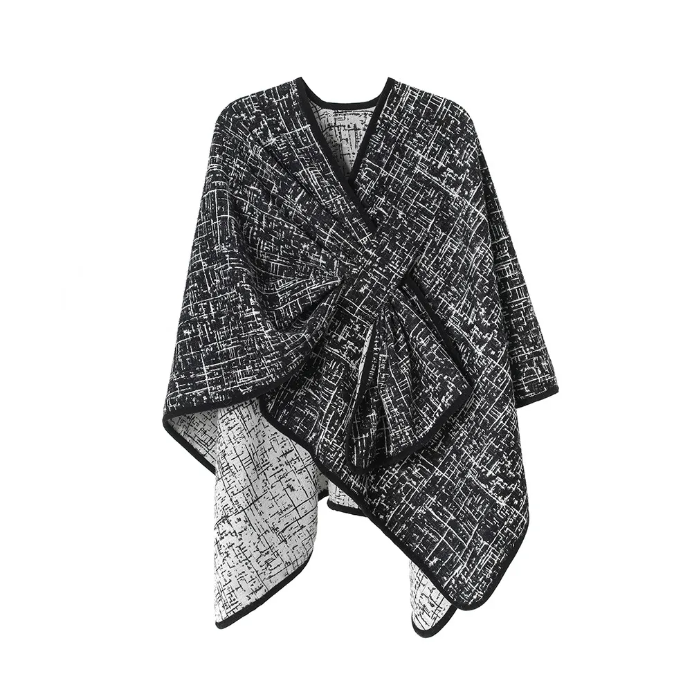 Custom Cross Front Stripe Jacquard Shawl