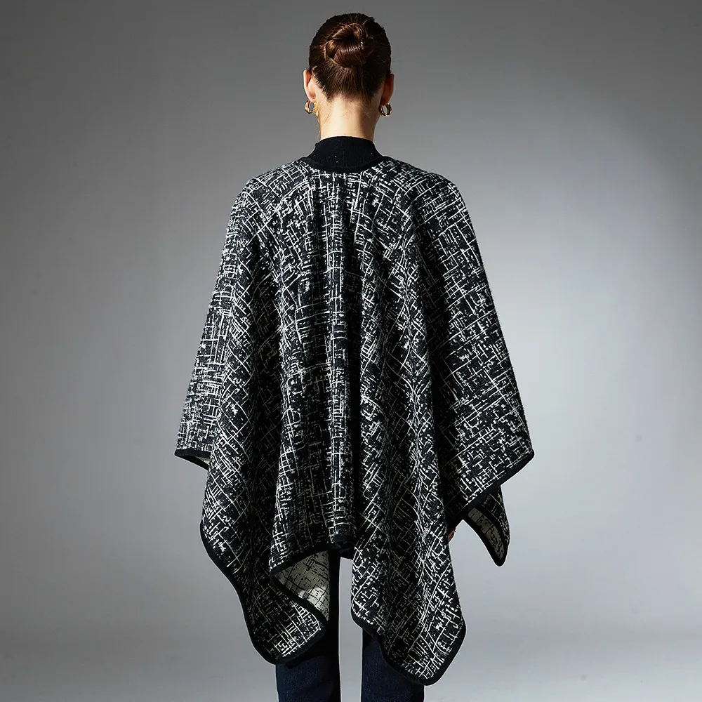 Custom Cross Front Stripe Jacquard Shawl