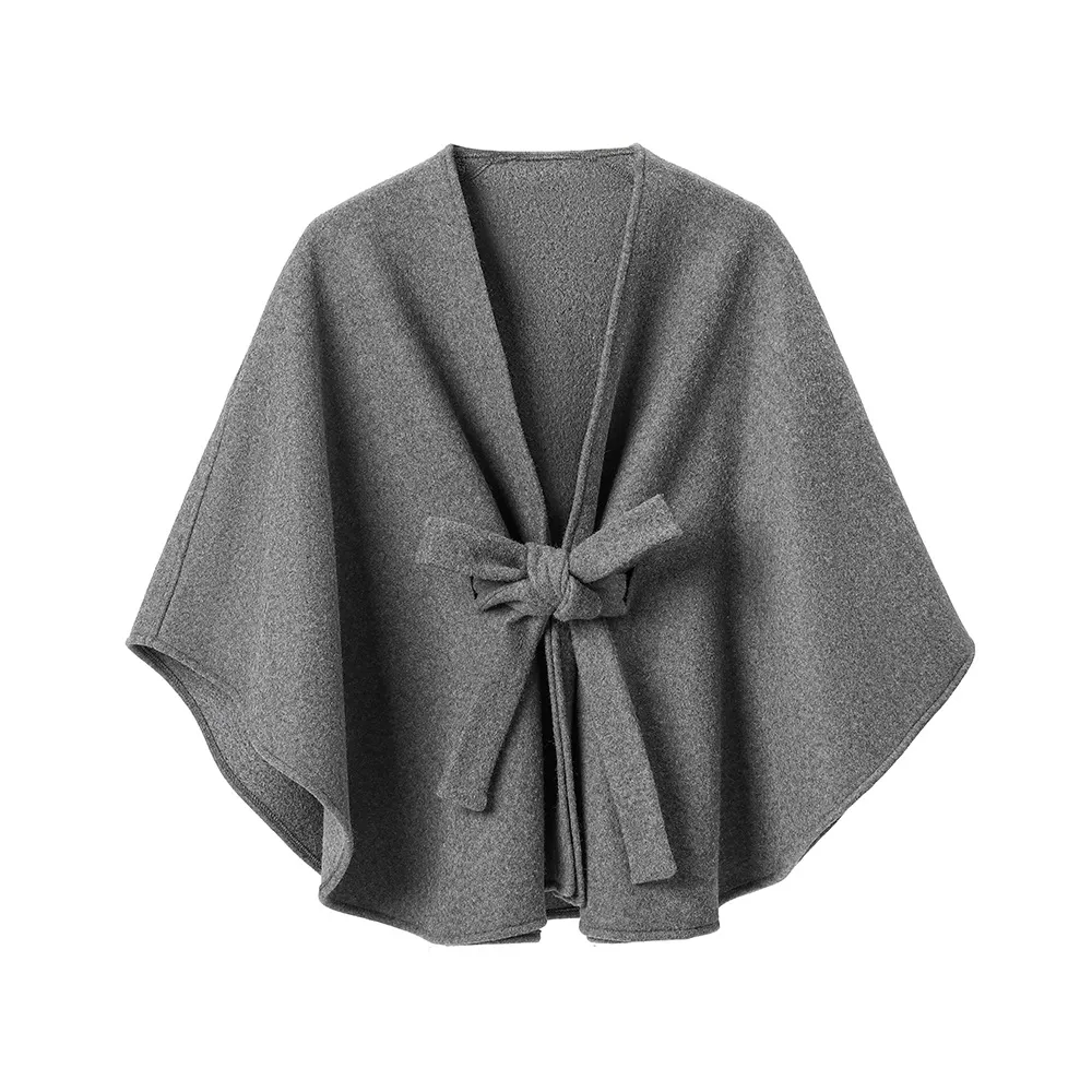 Custom Double-Sided Solid Color Shawl With Belt