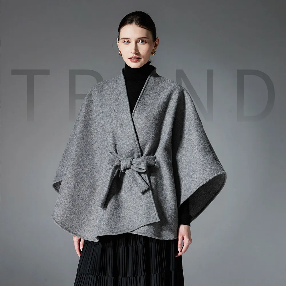 Custom Double-Sided Solid Color Shawl With Belt