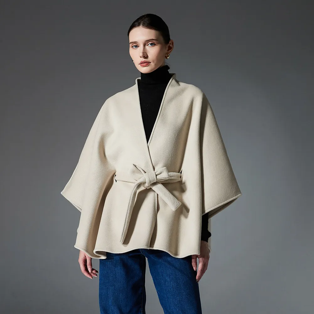 Custom Double-Sided Solid Color Shawl With Belt