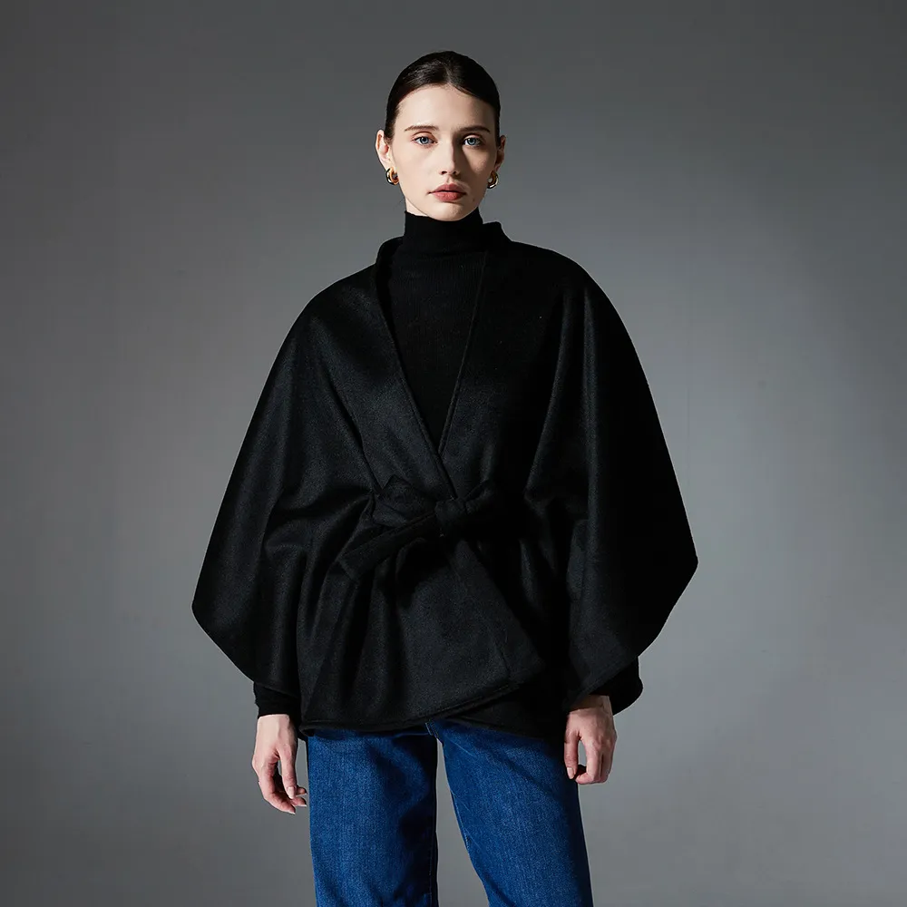 Custom Double-Sided Solid Color Shawl With Belt