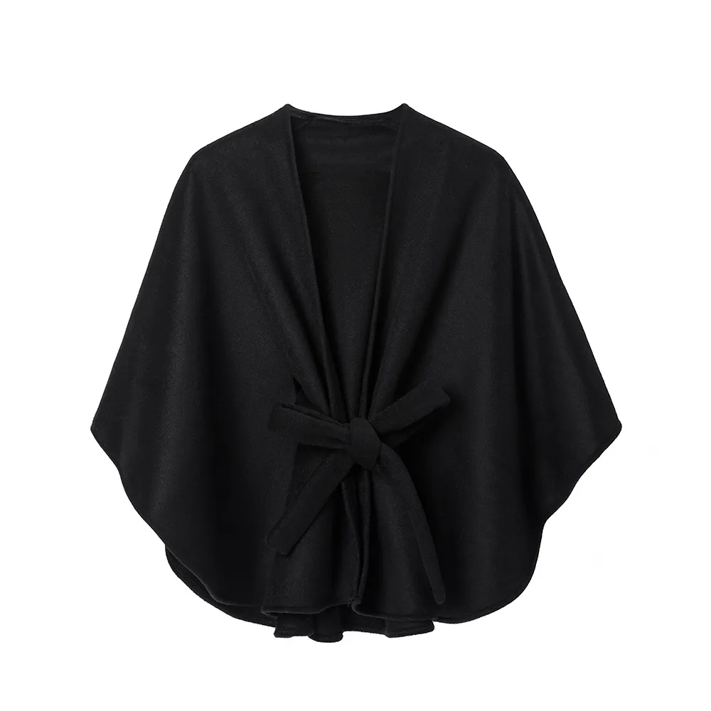 Custom Double-Sided Solid Color Shawl With Belt