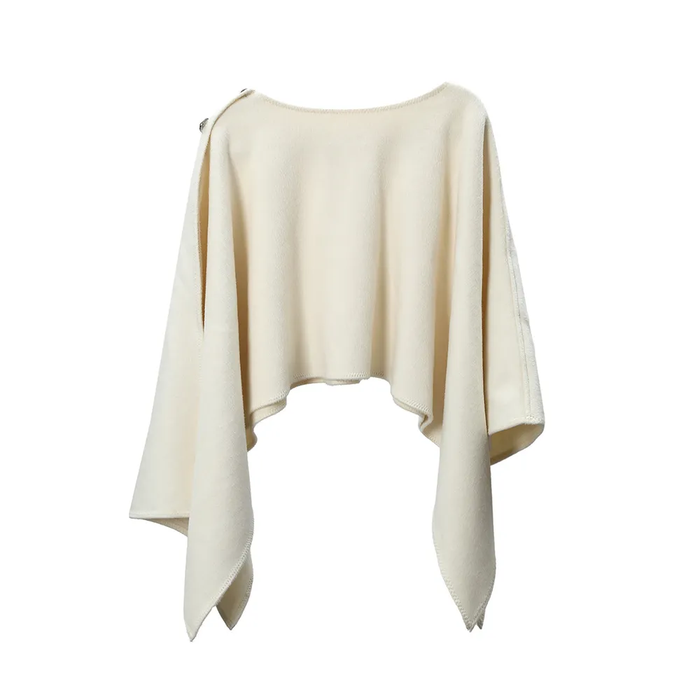 Custom Evening Plain Shawl Poncho With Buttons