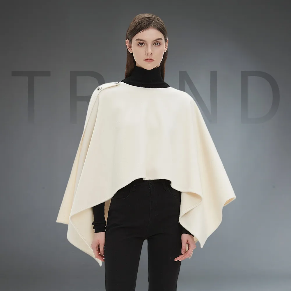 Custom Evening Plain Shawl Poncho With Buttons