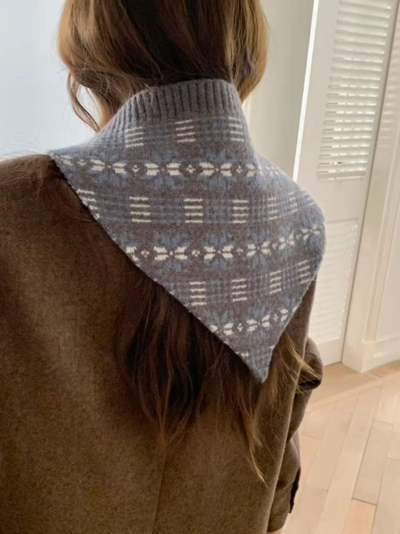 Custom Fair isle Small Knit Triangule Scarf