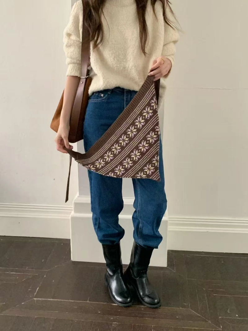 Custom Fair isle Small Knit Triangule Scarf