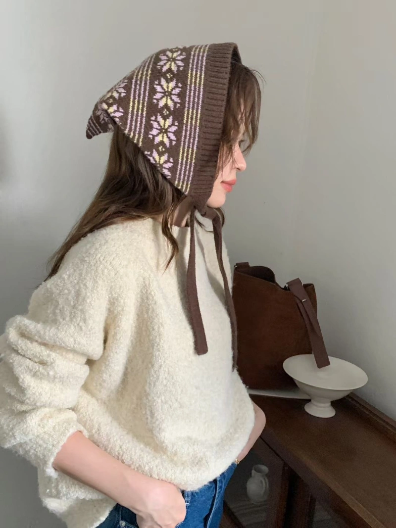 Custom Fair isle Small Knit Triangule Scarf