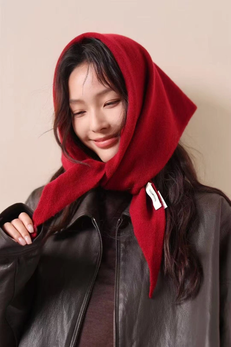 Custom Knit Red Triangle Scarf Hijab