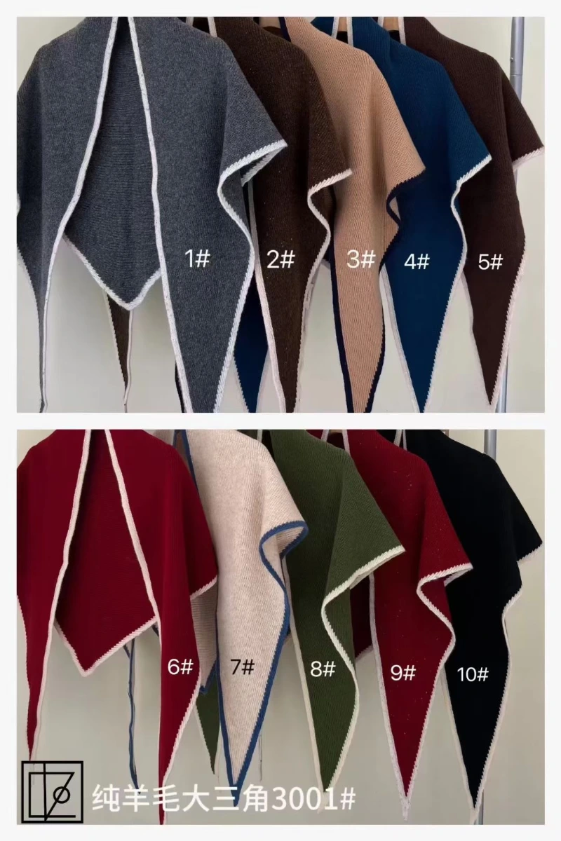 Custom Patchwork Color Chunky Wool Knit Triangle scarf