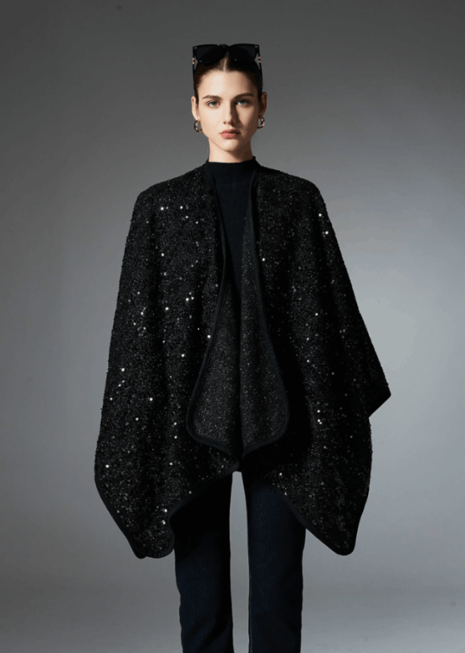 Custom Solid Color Sequined Evening Shawl Wrap