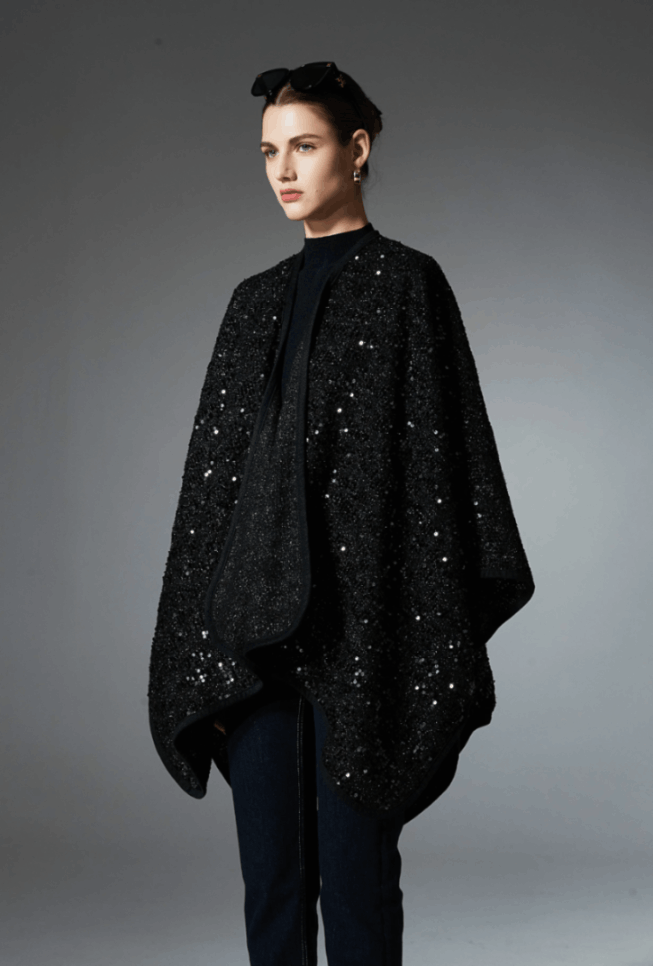 Custom Solid Color Sequined Evening Shawl Wrap