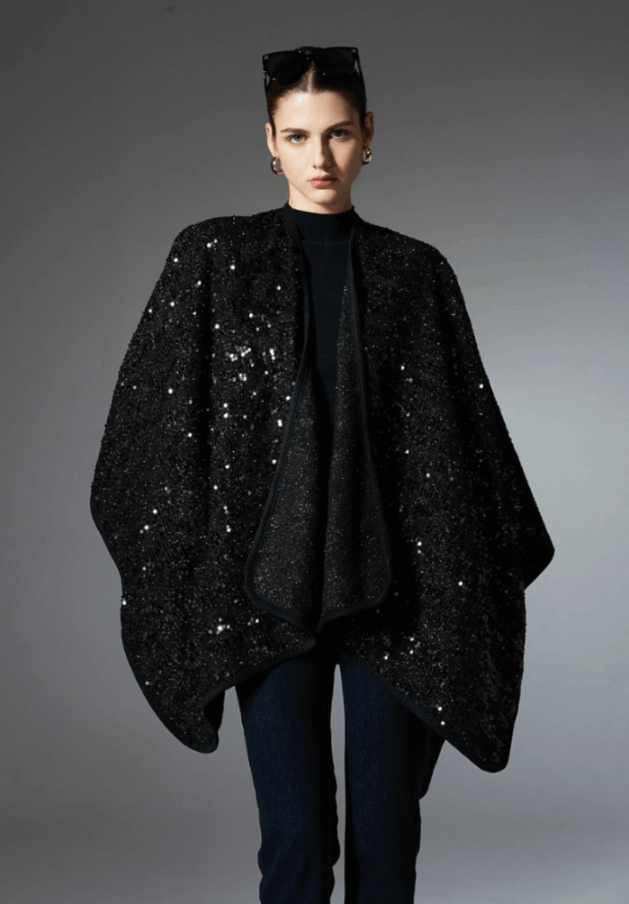 Custom Solid Color Sequined Evening Shawl Wrap