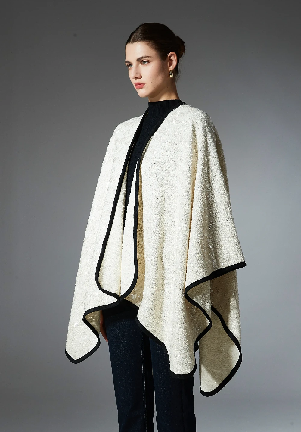 Custom Solid Color Sequined Evening Shawl Wrap
