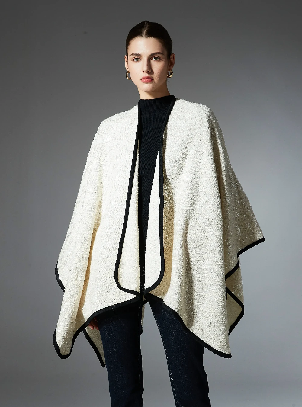Custom Solid Color Sequined Evening Shawl Wrap
