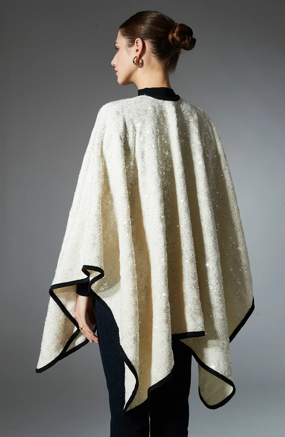 Custom Solid Color Sequined Evening Shawl Wrap