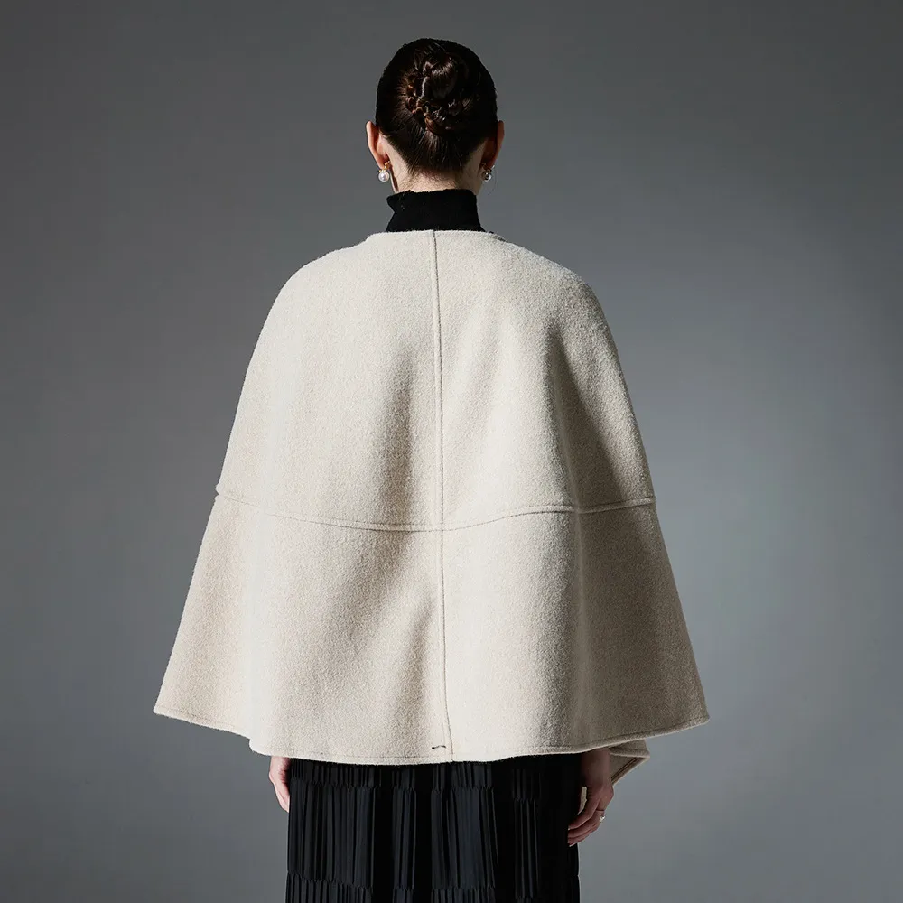 Custom Solid Irregular Hem Button Shawl Wrap