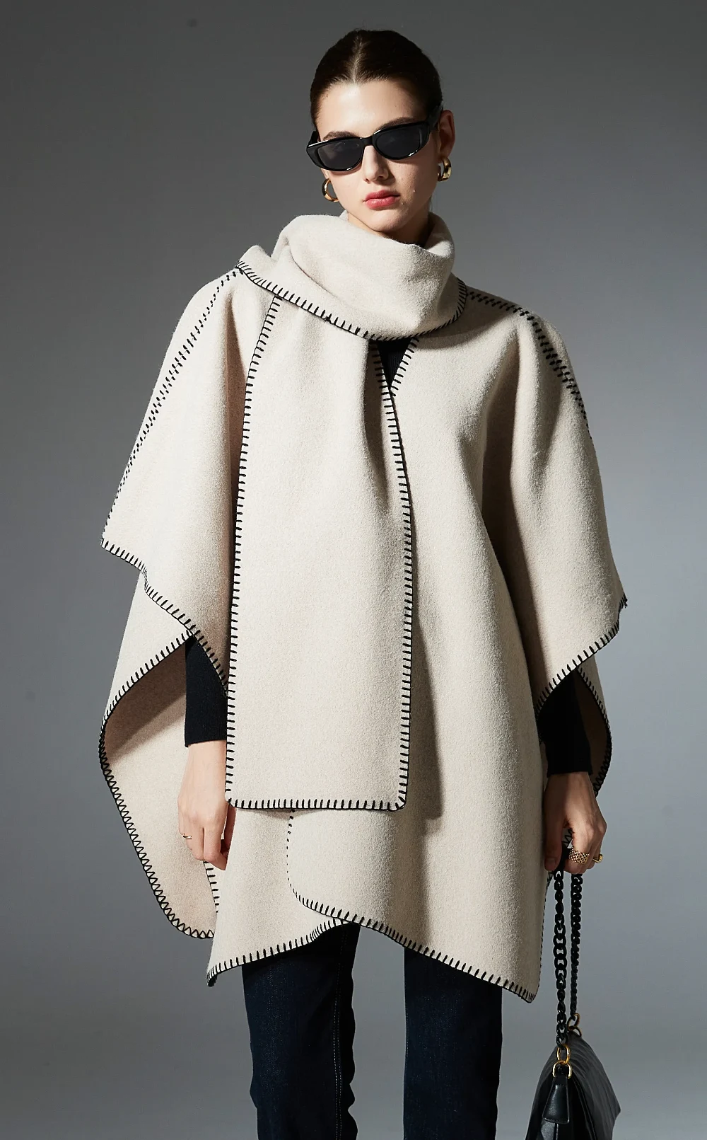 Custom Solid Scarf Wrap Two-In-One Designer Shawl