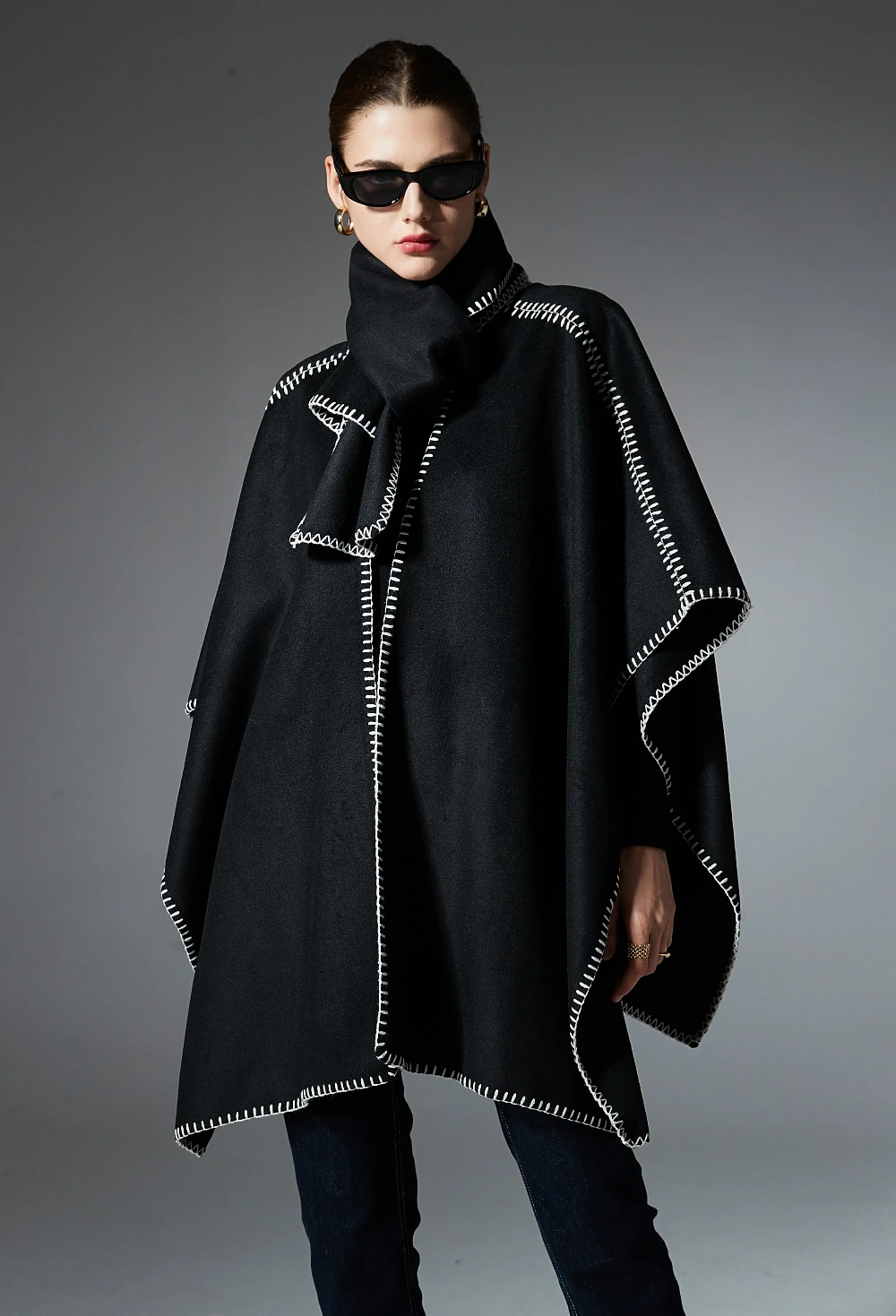 Custom Solid Scarf Wrap Two-In-One Designer Shawl