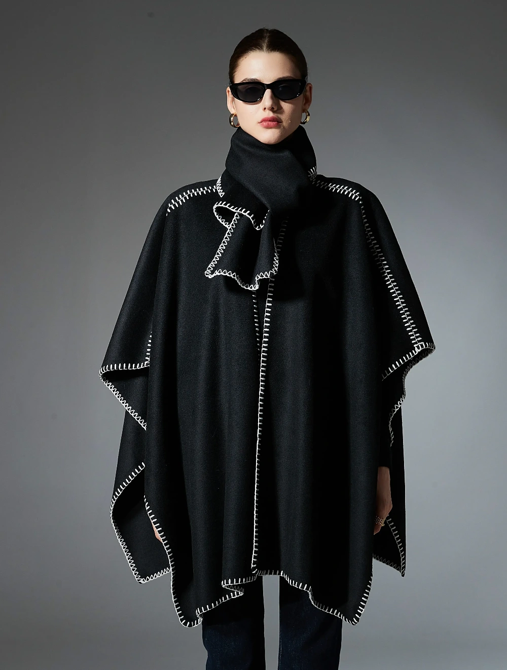 Custom Solid Scarf Wrap Two-In-One Designer Shawl