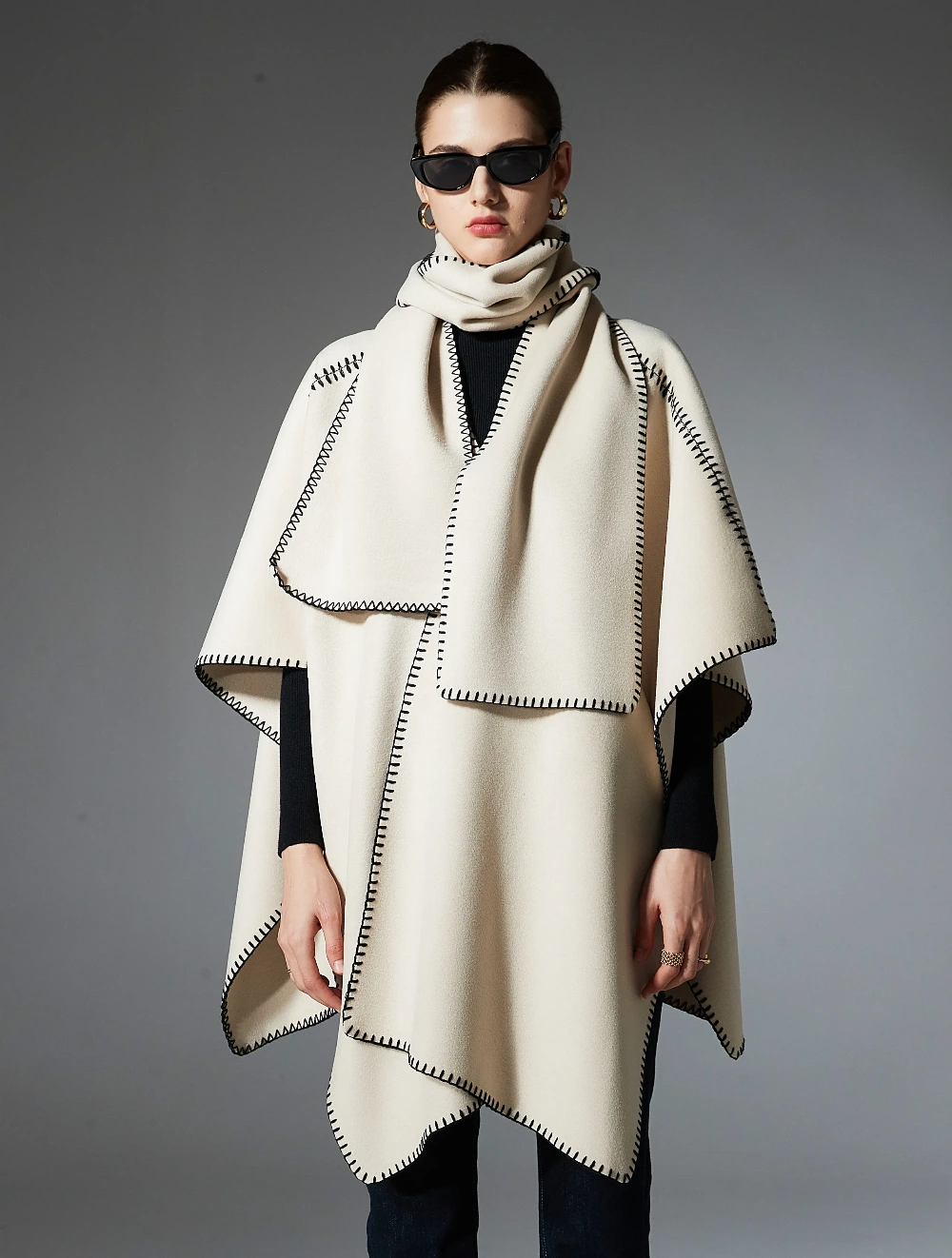 Custom Solid Scarf Wrap Two-In-One Designer Shawl