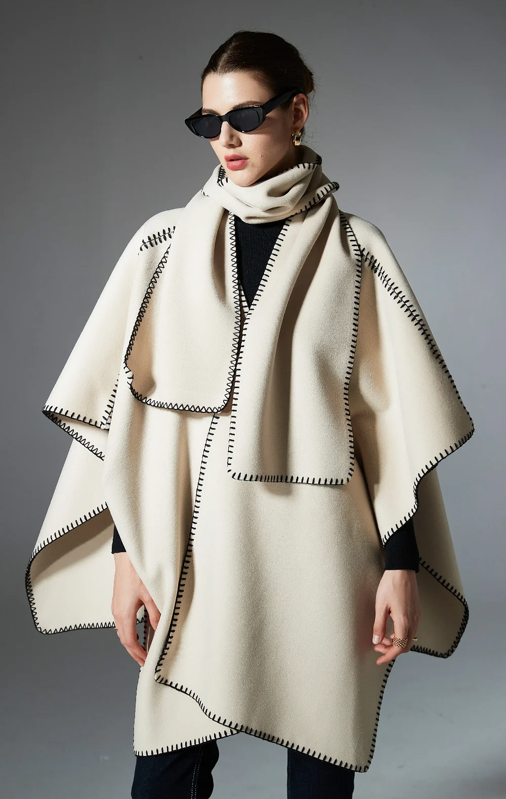 Custom Solid Scarf Wrap Two-In-One Designer Shawl
