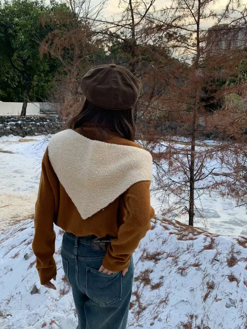 Korean-style Small Triangle Bandana Wool Scarf