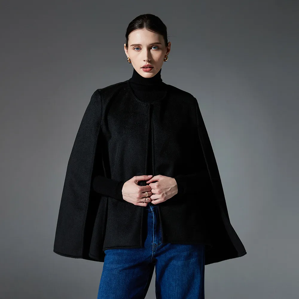 ODM High-Grade Sleeveless Plain Black White Shawl